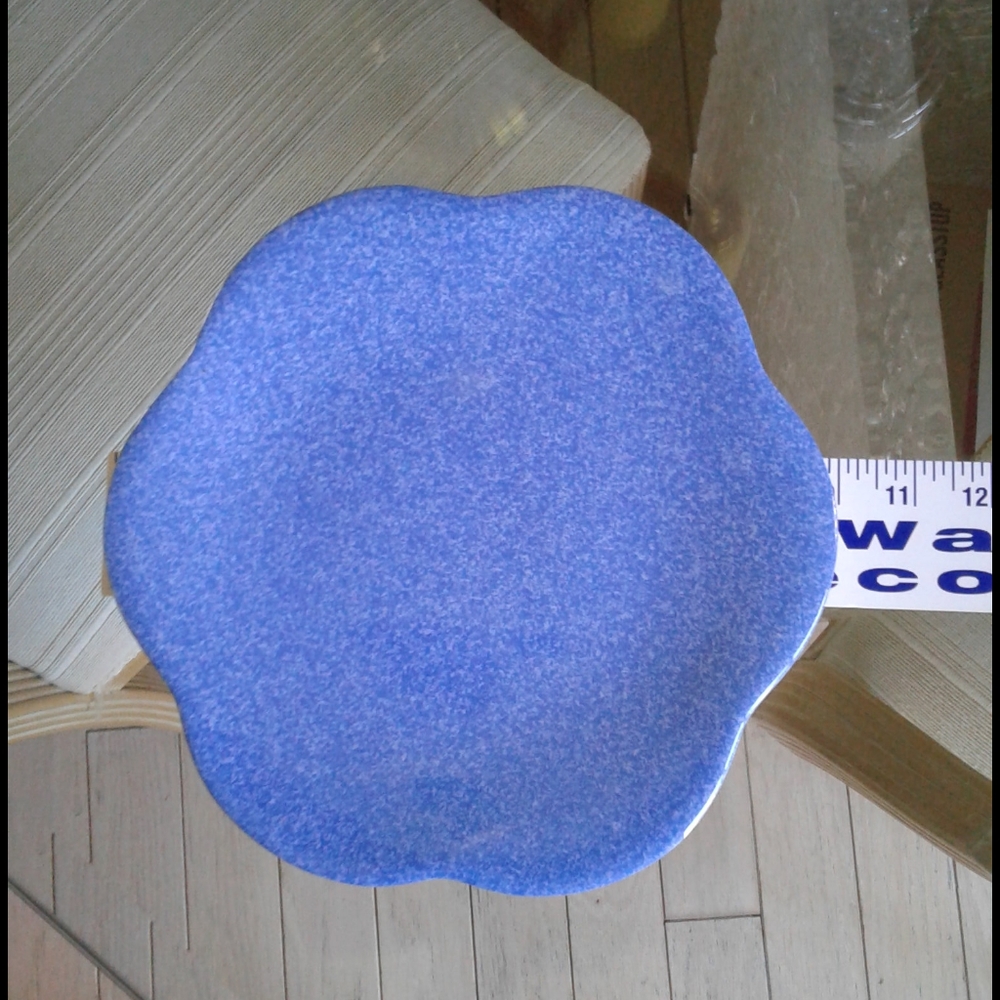 Blue Scalloped Plastic Plate